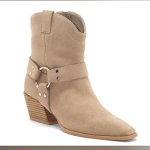 Open Edit Women's 2" Enzo Western Ankle Boot Almond Beige Taupe, Sz 6.5 NWOB